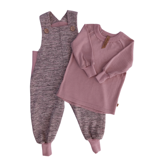 Merino Coloured Dungaree with Raglan Long Sleeve Combo