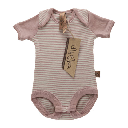 ellyjax - Merino babywear_Short Sleeve Bodysuit Striped